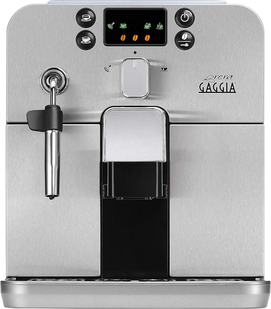 Gaggia Brera RI9305/01 Macchina da Caffè Automatica per Espresso e Cappuccino, Caffè in Grani, Argento