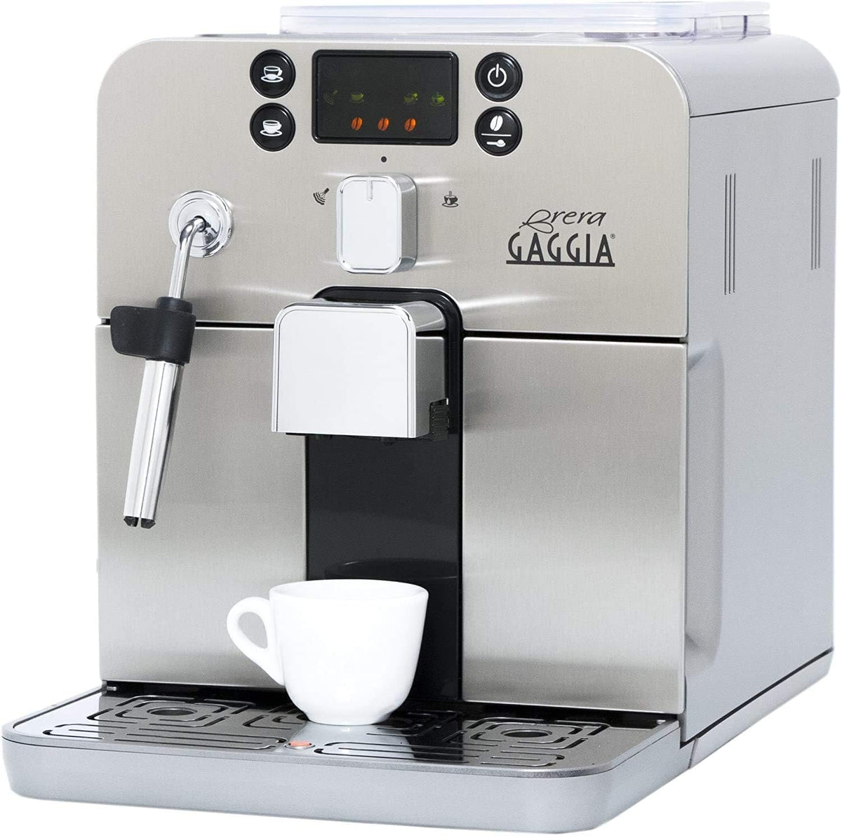 Gaggia Brera RI9305/01 Macchina da Caffè Automatica per Espresso e Cappuccino, Caffè in Grani, Argento