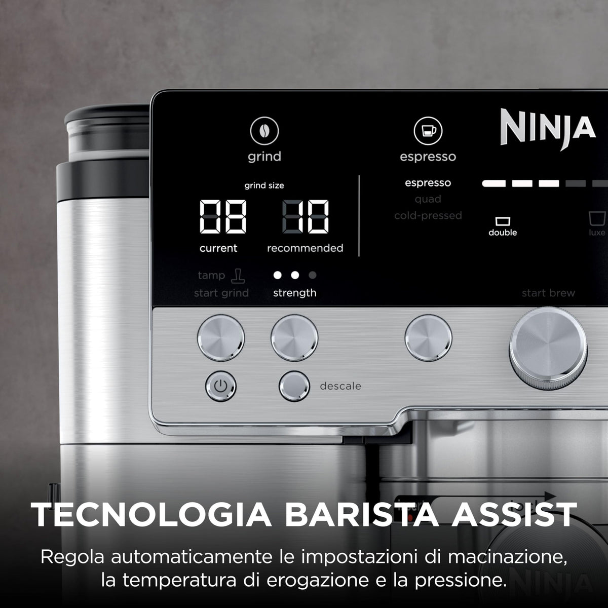 Ninja Luxe Premiere ES601EU Macchina da Caffè 3 in 1 per Espresso, Cappuccino e Caffè Filtro, Argento