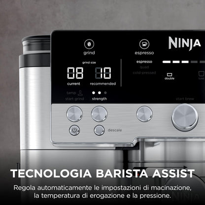 Ninja Luxe Premiere ES601EU Macchina da Caffè 3 in 1 per Espresso, Cappuccino e Caffè Filtro, Argento