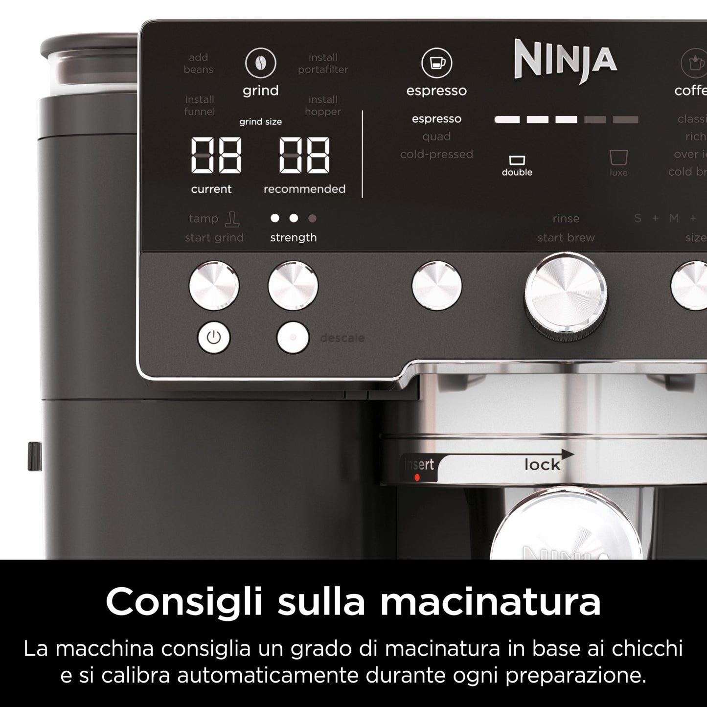 Ninja Luxe Premier ES601EUBK Macchina da Caffè 3 in 1 Espresso, Cold Brew e Caffè Filtro, Nera