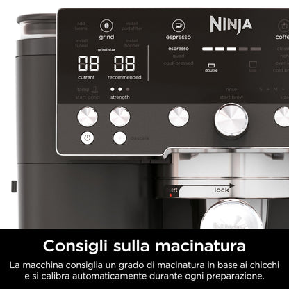 Ninja Luxe Premier ES601EUBK Macchina da Caffè 3 in 1 Espresso, Cold Brew e Caffè Filtro, Nera