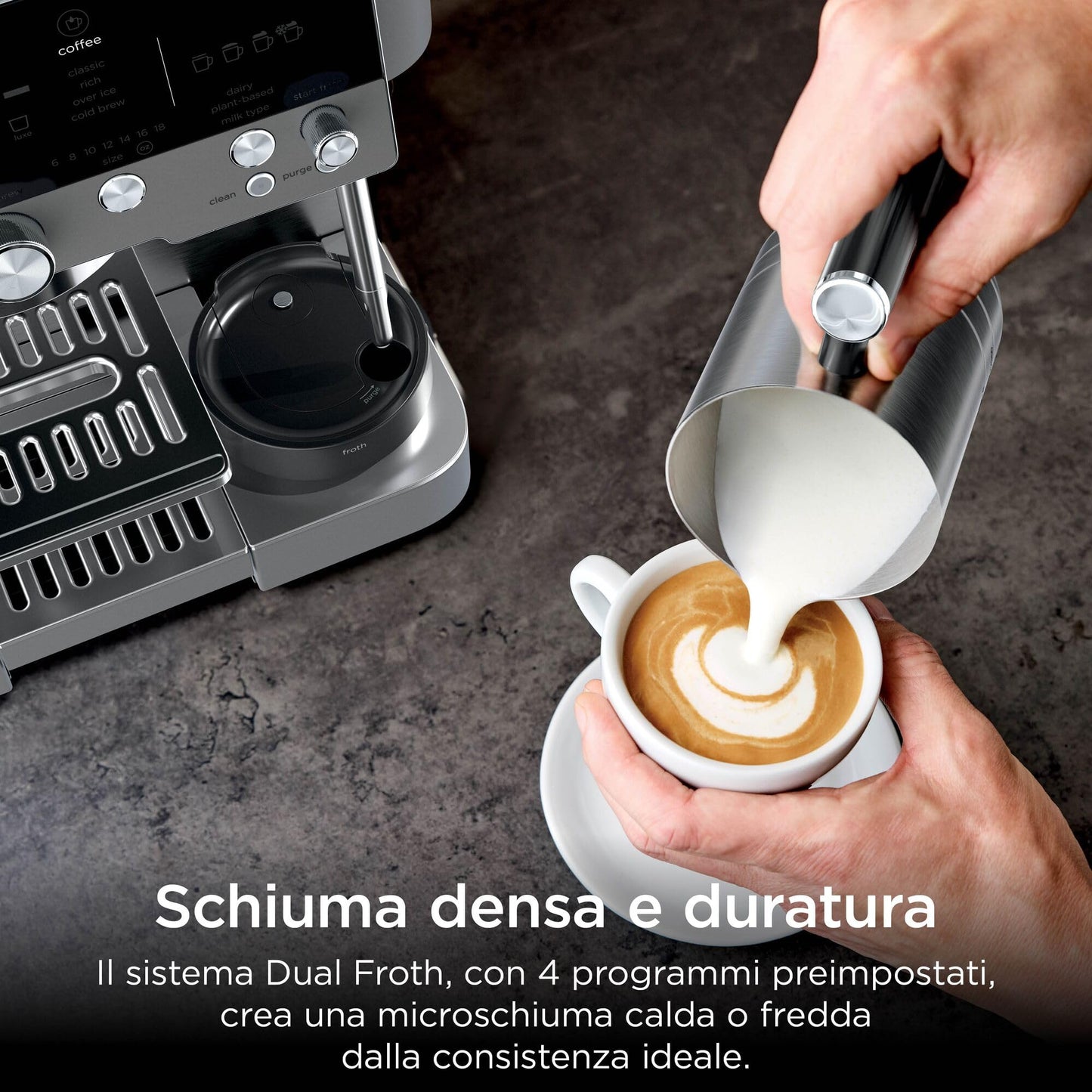 Ninja Luxe Premiere Macchina da Caffè 3 in 1 per Espresso e Cappuccino, Grigio Metallizzato