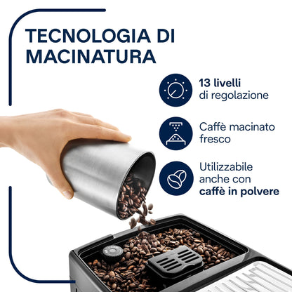 De'Longhi Magnifica S ECAM22.110.B Macchina da Caffè Automatica con Montalatte e Filtro Acqua DLSC002, Nera